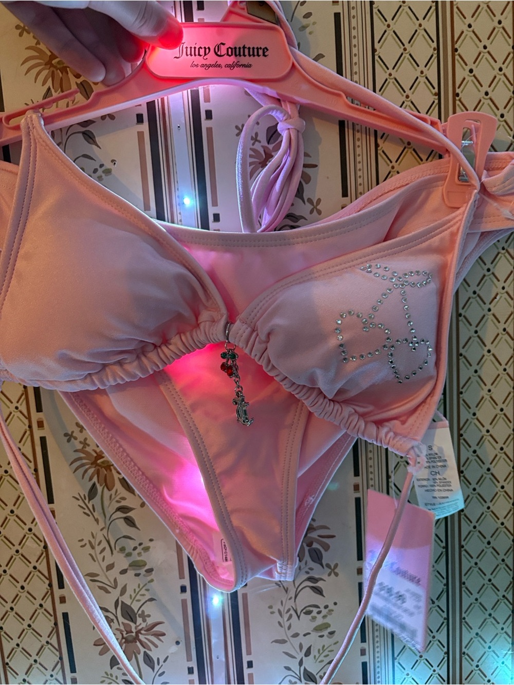 Juicy Couture Pink Crystal-Embellished Bikini Top